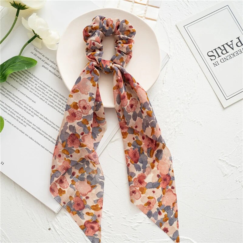 Santa Claus Bows Hair Scrunchies Long Ribbon Ponytail Scarf Hair Tie Women Girls Elastic Hair Bands Christmas Hair Accessories