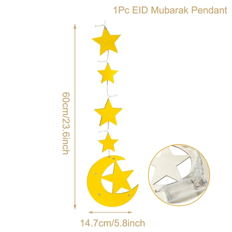 Eid Mubarak Moon Star Light Decor Islam Ramadan Decorations for Home 2024 Islamic Muslim Party Ramadan Kareem Eid Al-Adha