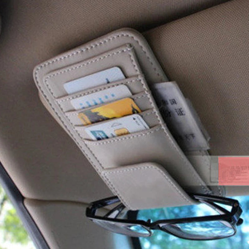 Car Vehicle Sun Visor Sunglasses Eyeglasses Glasses Holder Clip Credit Card Package ID Storage Bag With 3 Color