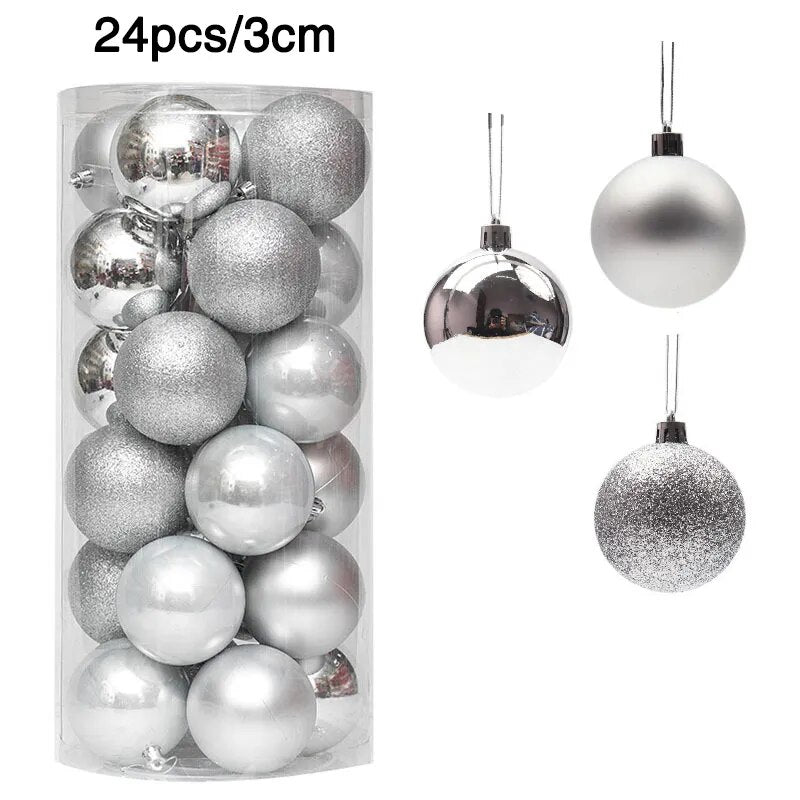 24/36pcs Christmas Balls Christmas Tree Ornament Hanging Pendent Xmas Decoration 2023 Christmas Ornaments Navidad 2024