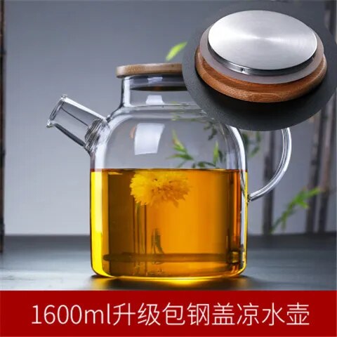 Creative Glass Teapot Large Capacity Cold Water Jug Tea Pot Fruit Juice Green Te