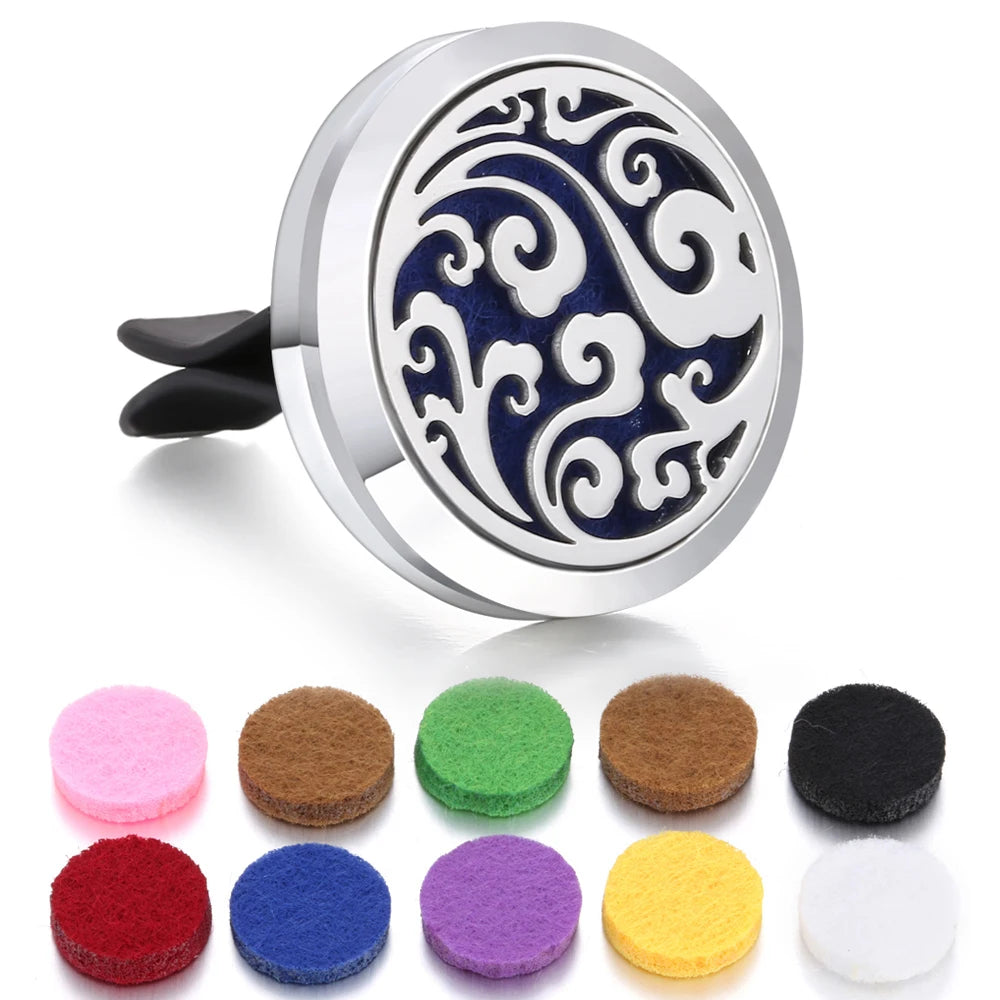 Aromatherapy Jewelry Car Perfume Diffuser Clip 30mm Flower Tree of Life Perfume Essential Oil Diffuser Locket Pendant Necklace