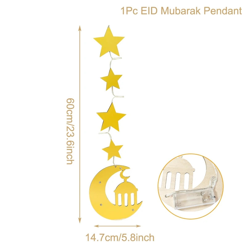 Eid Mubarak Moon Star Light Decor Islam Ramadan Decorations for Home 2024 Islamic Muslim Party Ramadan Kareem Eid Al-Adha