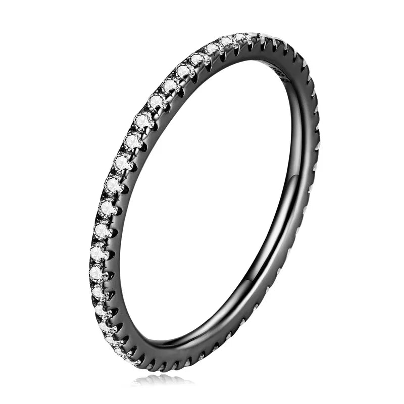 WOSTU 925 Sterling Silver Simple Geometric Round Single Stackable Finger Rings for Women Engagement Jewelry CQR066