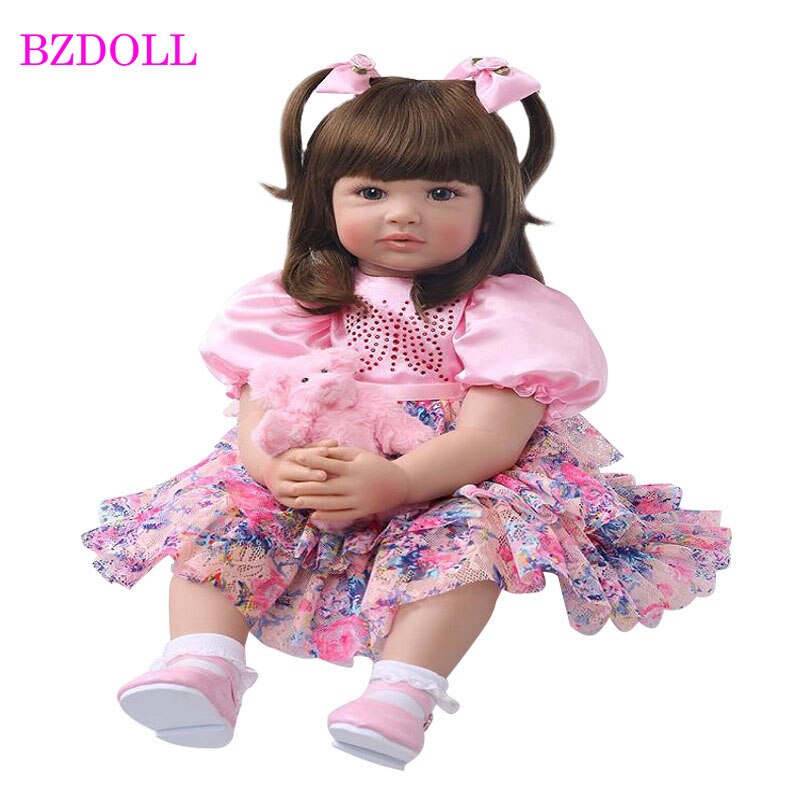 BZDOLL Lifelike 24inch Reborn Toddler Doll (Soft Silicone Limbs, Cloth Body) Alive 60cm Princess Baby Girl Brinquedos