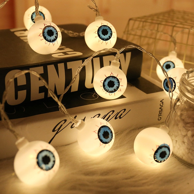 10LED Halloween Pumpkin Spider Bat Skull String Lights Lamp DIY Hanging Horror Halloween Decoration for Home Party Supplies