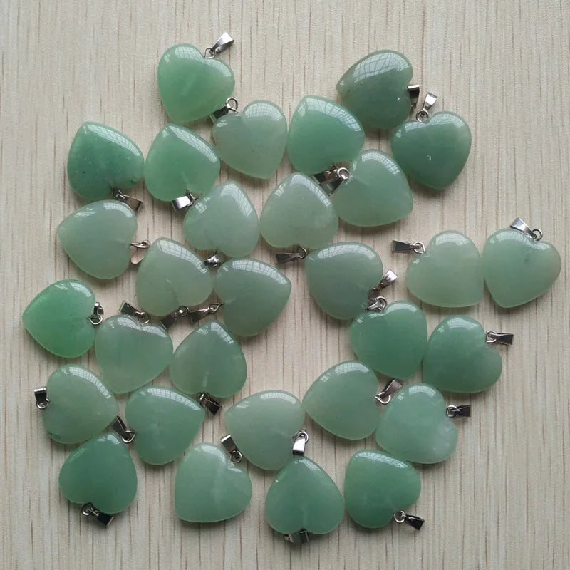 50pcs/Lot 2022 Assorted Heart Natural Stone Charms Pendants for Jewelry Making Good Quality 20mm