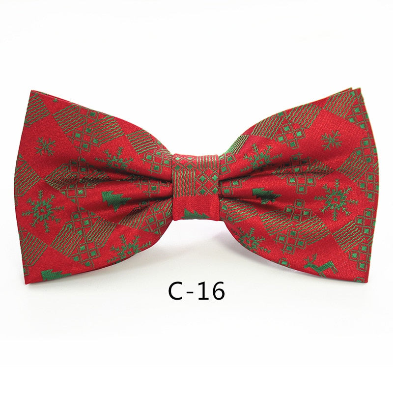 JEMYGINS Christmas Bow Ties for Mens Shirt Snowflake Christmas Tree Pattern Men Silk Bow Tie Christmas