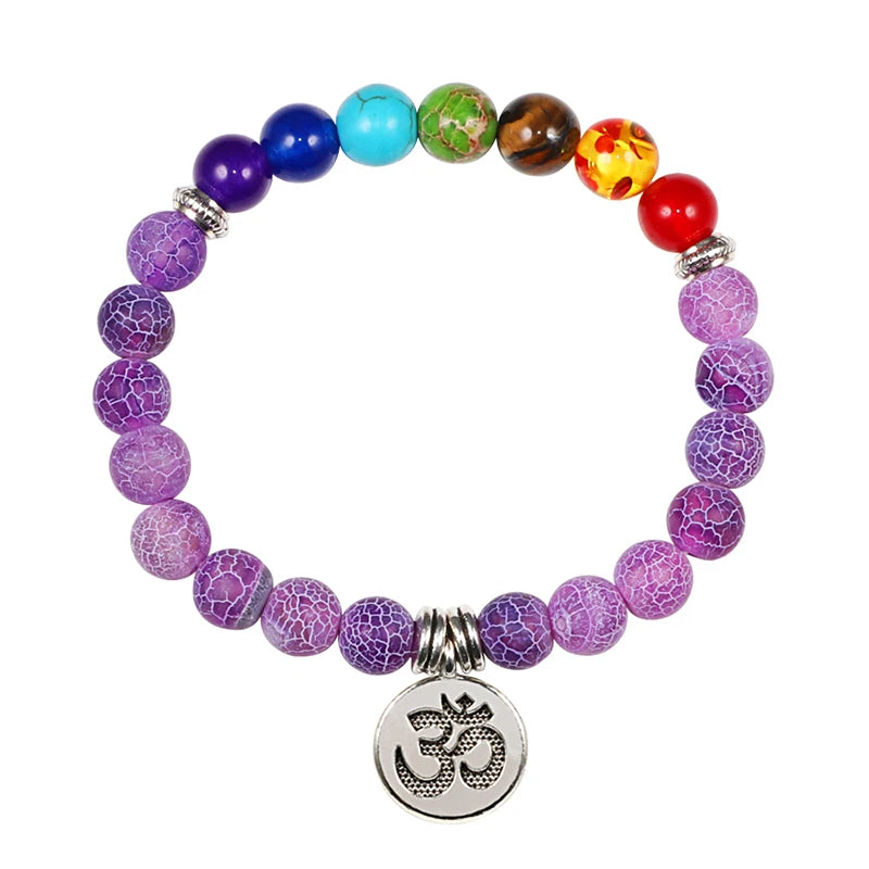 Natural Stone Tiger Eye 7 Chakra Bracelets & Bangles Yoga Balance Beads Buddha Prayer Elastic Bracelet Men Pulseira Masculina