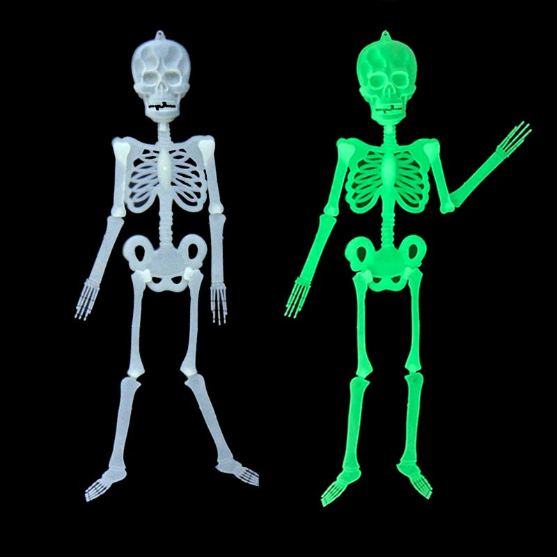Scary Halloween Props Luminous Hanging Skeleton Halloween Party Home Outdoor Yard Garden Decoration Movable Glow Fake Skull