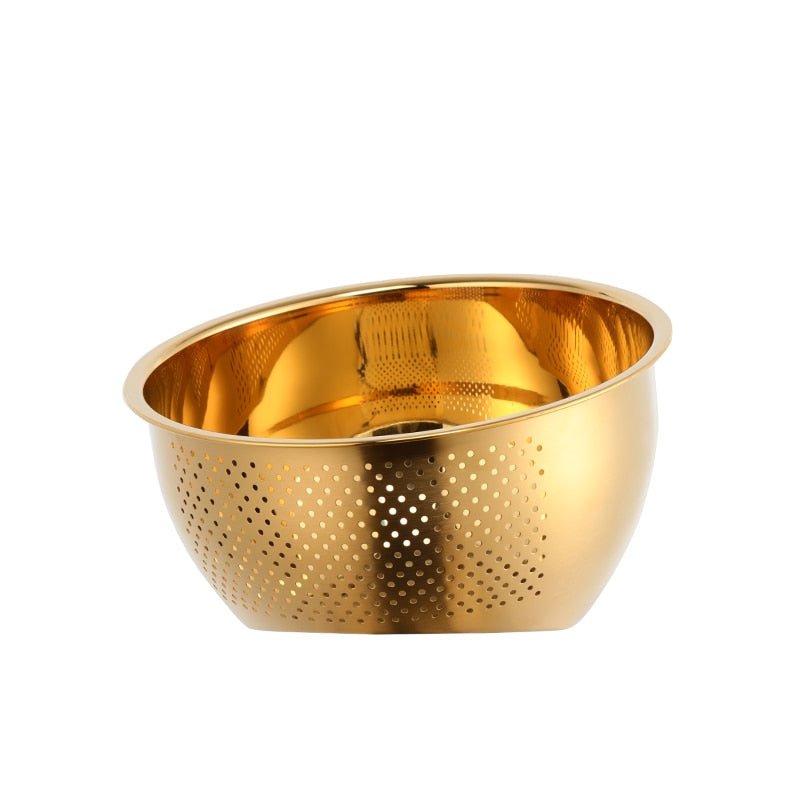 Stainless Steel Drain Basket Bowl Washing Kitchen Strainer Noodles Vegetables Kitchen Utensils Beans Sieve Fruit Cleaning Tools