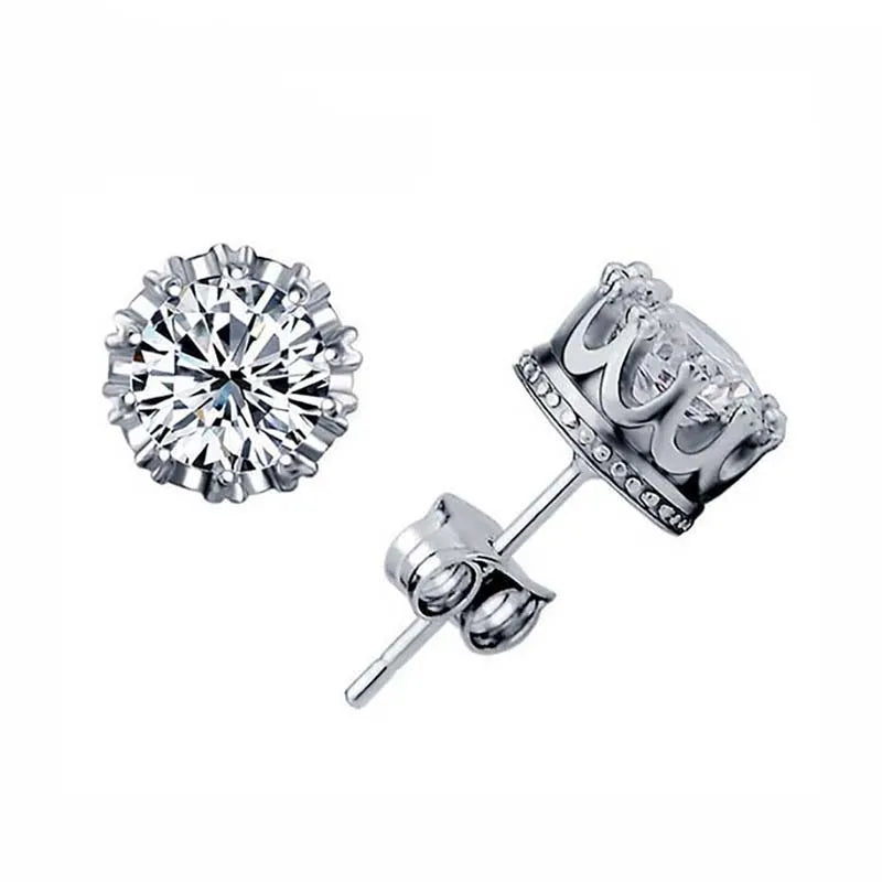 Classic Green AAA Cubic Zirconia Stud Earrings Round Crystal Girl Ear Studs for Women Multicolor Jewelry Brincos AE176