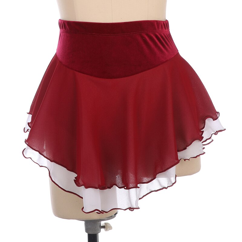 Women Girls Ice Skating Skirt Figure Skating Solid Color Short Skirt