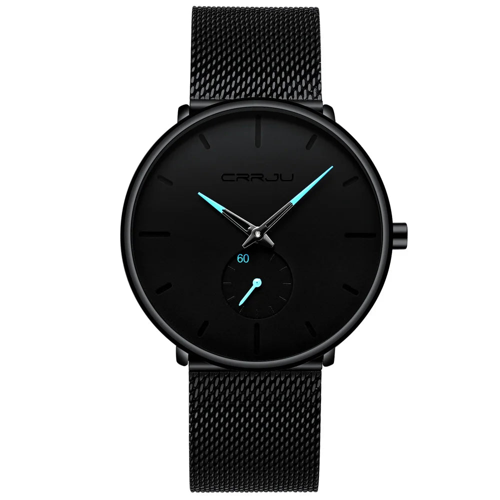 Men Watch CRRJU Watch Women Quartz Dress Watch for Men Dress Watches Fashion Unisex Ultra Thin Wristwatch Relojes Para Hombre