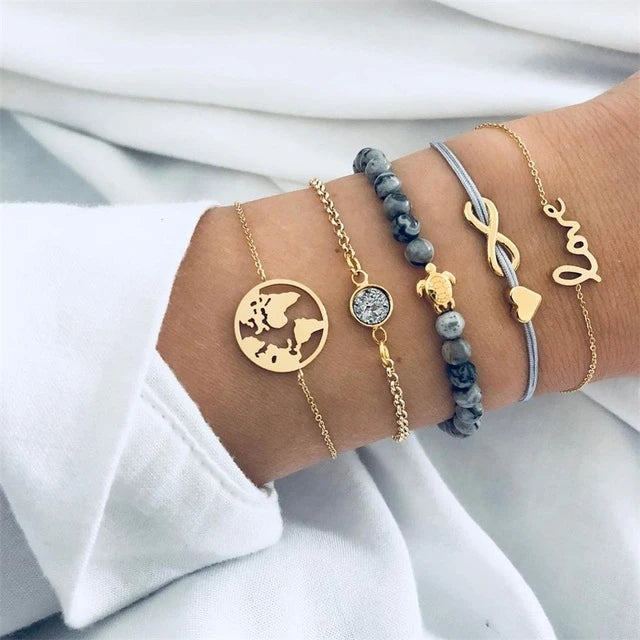 Boho Rope Bracelets & Bangles for Women Bohemian Beaded Charm Bracelet Femme Se Multilayer Jewelry Accessories Bijoux