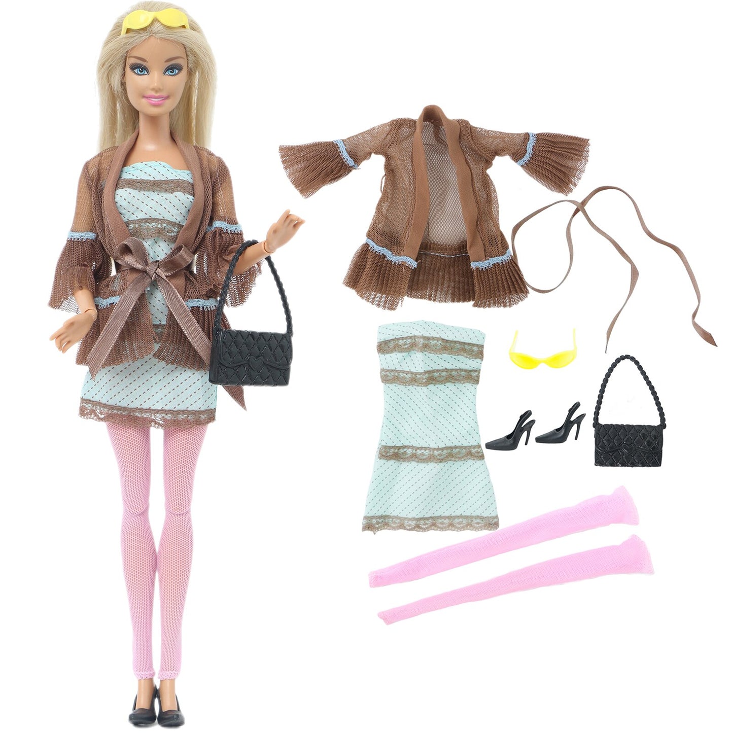 Lot Doll Outfit Playset Coat Dress Shirts Vest Shorts Trouser Blousers Bags Shoes Hat Cool Clothes for Barbie Doll Accessories