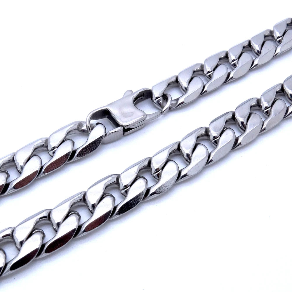 12mm 18'' - 36'' Inches Customize Length Mens High Quality Stainless Steel Necklace Curb Cuban Link Chain Fashion Jewerly