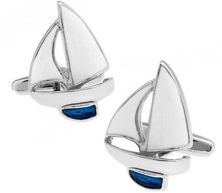 Cufflinks Retail Novelty Sail Design Blue White Color Sport Series Cufflinks for Men Cuff Links