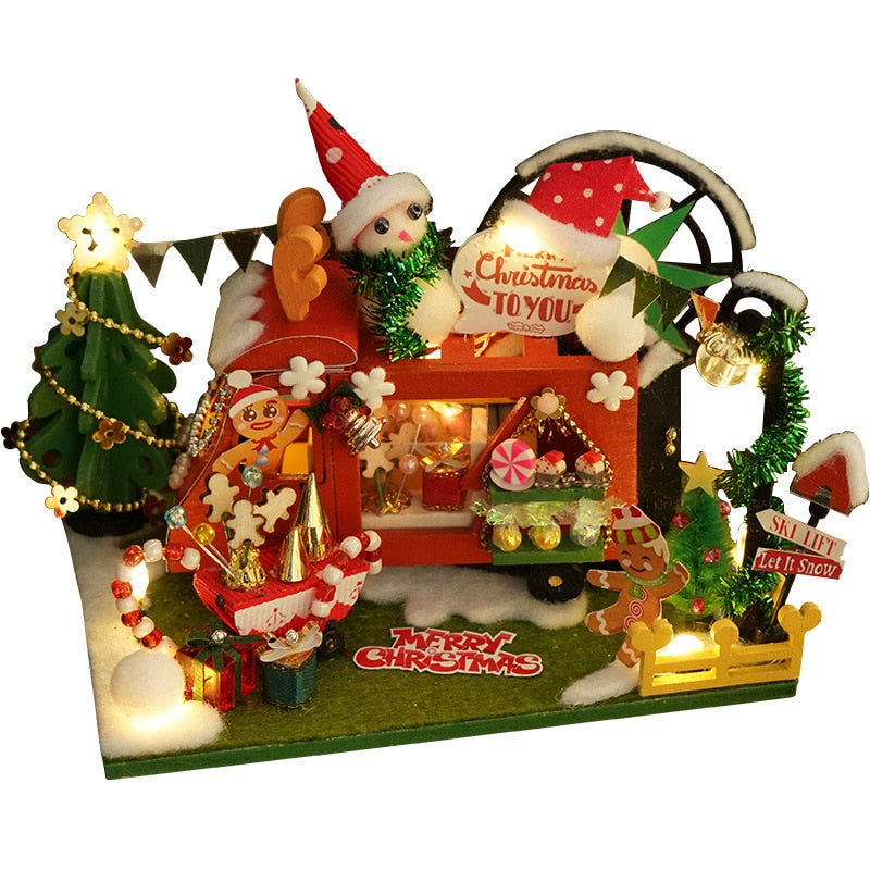 Doll House Furniture Diy Miniature 3D Wooden Miniaturas Dollhouse Toys for Children Birthday Casa Kitten Diary H013
