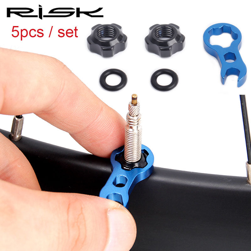 RISK Bicycle Presta Valve Nut With Tool Set Road Bike MTB Valve Fixed Nut Washer France Tire Waterproof Protection Accessories