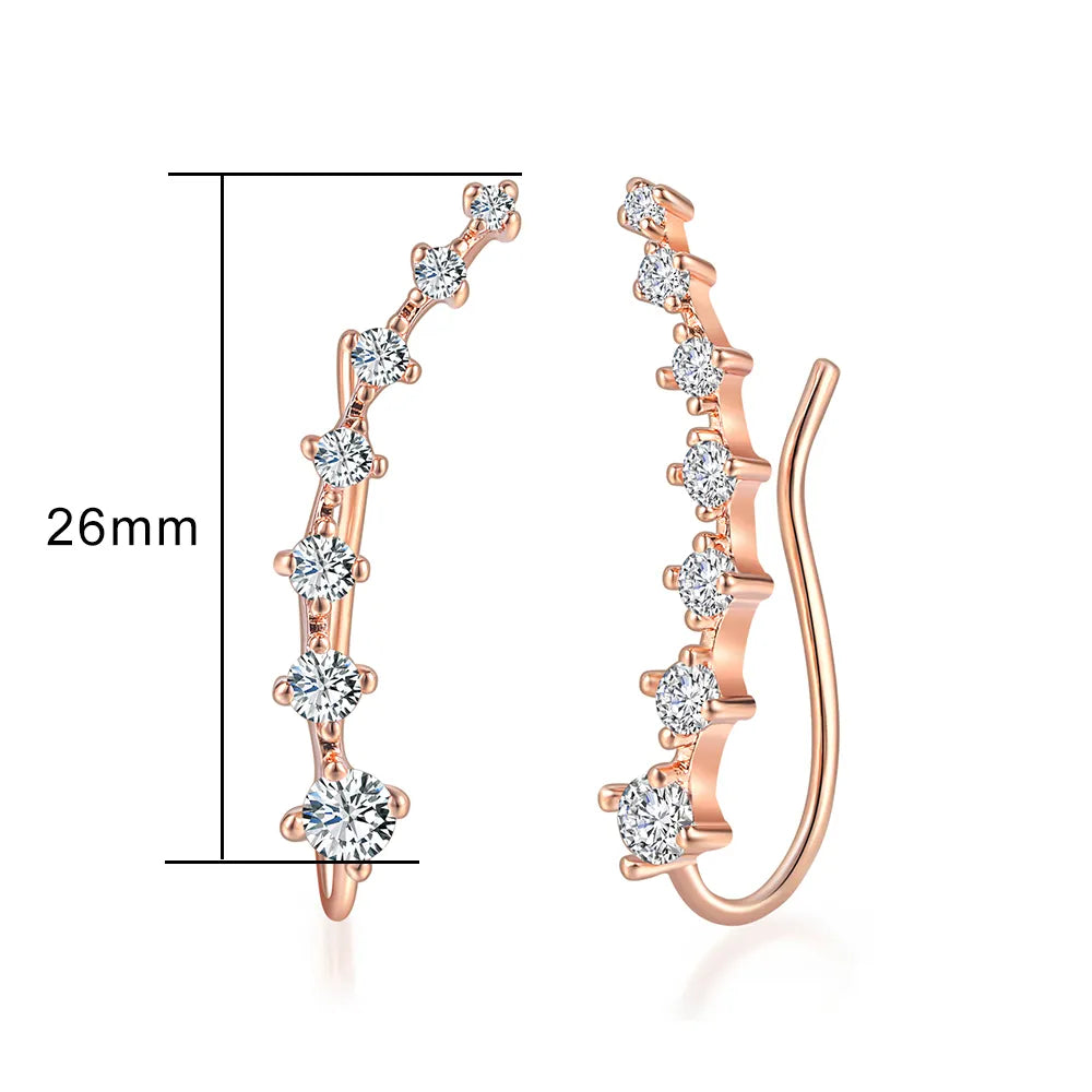 Long Dipper Ear Hook Clip on Earrings for Women Four-Prong Setting Zircon Climbing Ear Cuff Earrings Fashion Jewelry E527