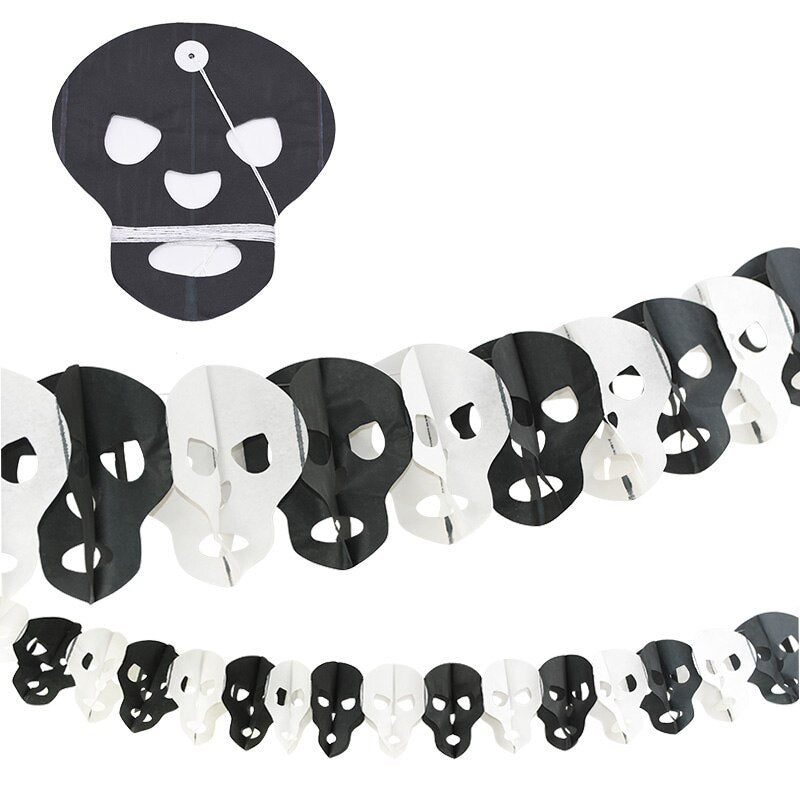 3Meter Halloween Hanging Garland Bunting Bat Pumpkin Ghosts Spider Paper Banner Halloween Party Decorations Horror Props
