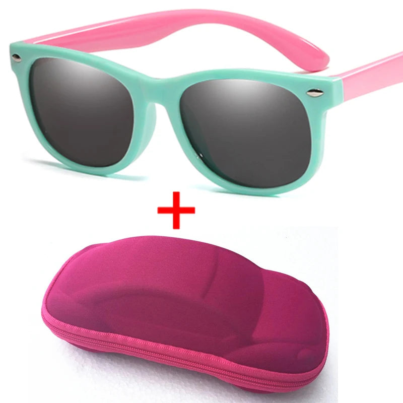 WarBlade Children Polarized Sunglasses Boys Girl Baby Silicone Safety Kids Sun Glasses 100% UV400 Eyewear Child Oculos With Case