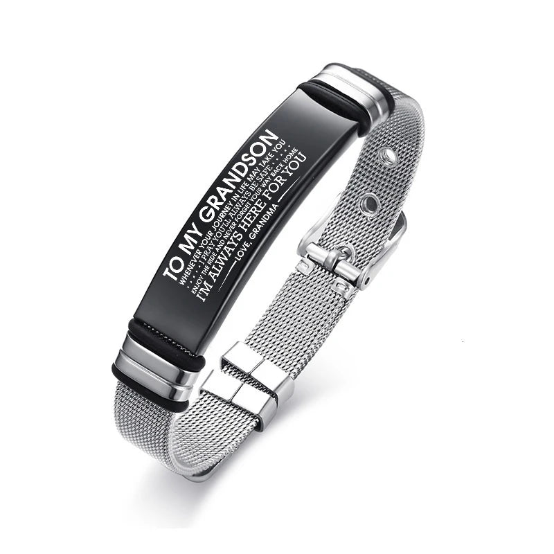 Meaeguet Personalized Bangle Men's Slide Mesh Bracelet Customized Name Wristband Stainless Steel Male Bileklik Pulseira