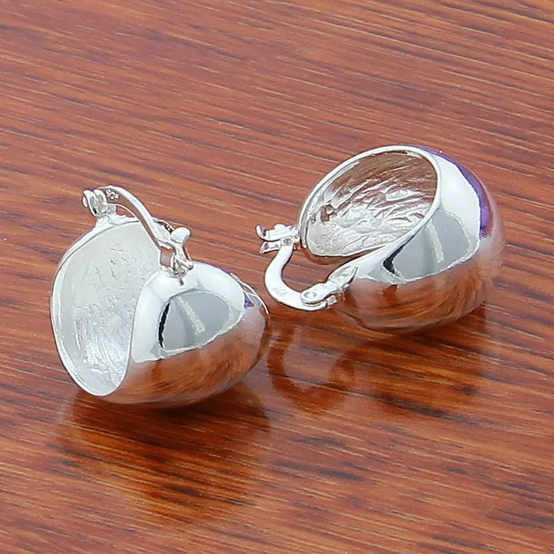 New Trendy 925 Sterling Silver Simple 3.5cm/5cm Circle Round Hoop Earring for Woman Fine Jewelry