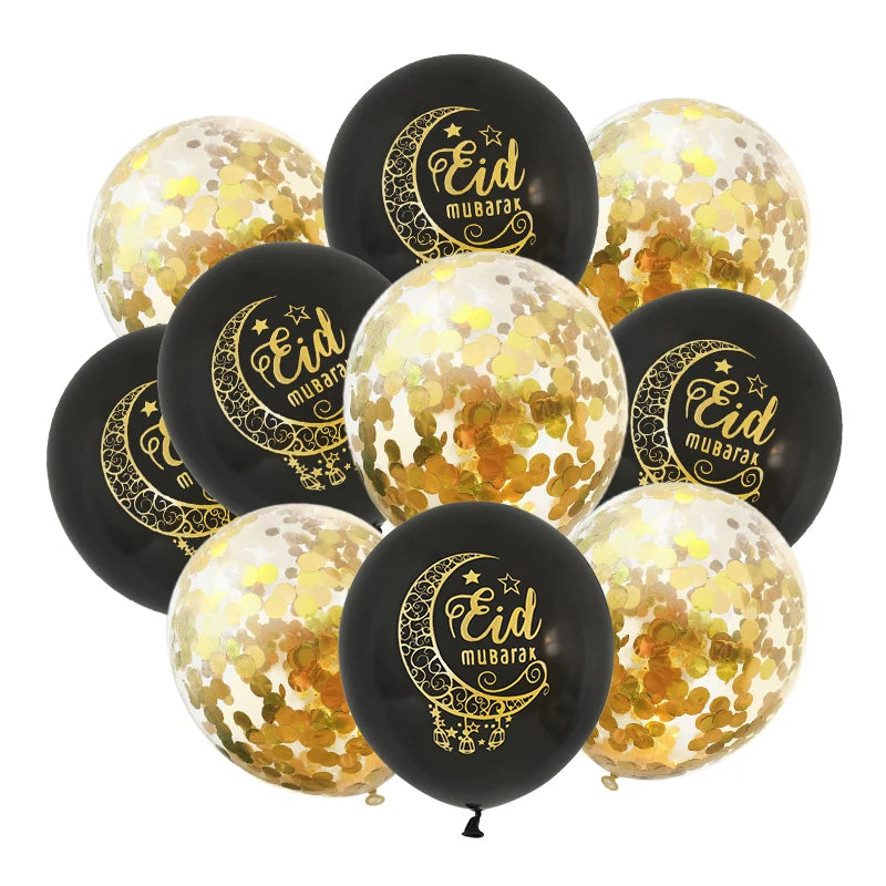 10Pcs Eid Mubarak Latex Balloon Ramadan Kareem Decoration Air Globos Ramadan Mubarak Muslim Islamic Festival Party Supplies 2024