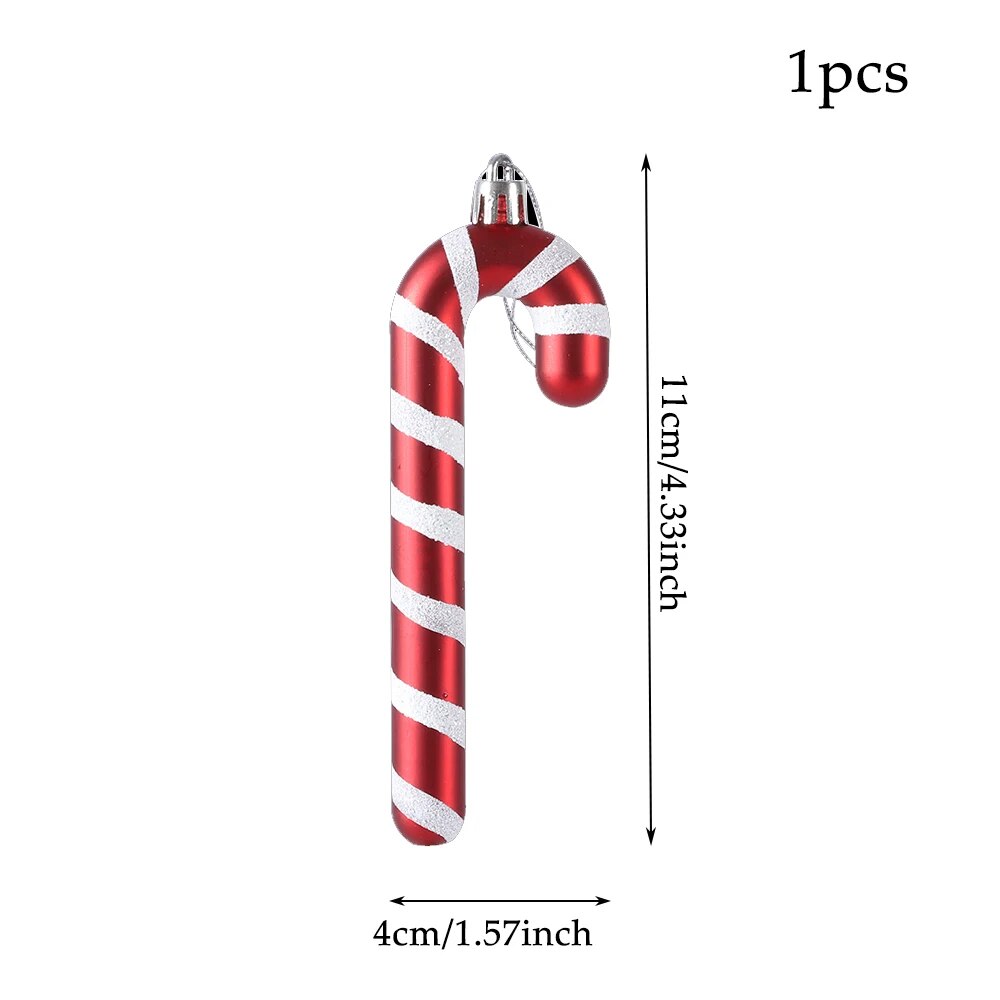 Multi Size Red and White Christmas Candy Canes Christmas Balls Christmas Tree Pendant Family Christmas Decoration New Year
