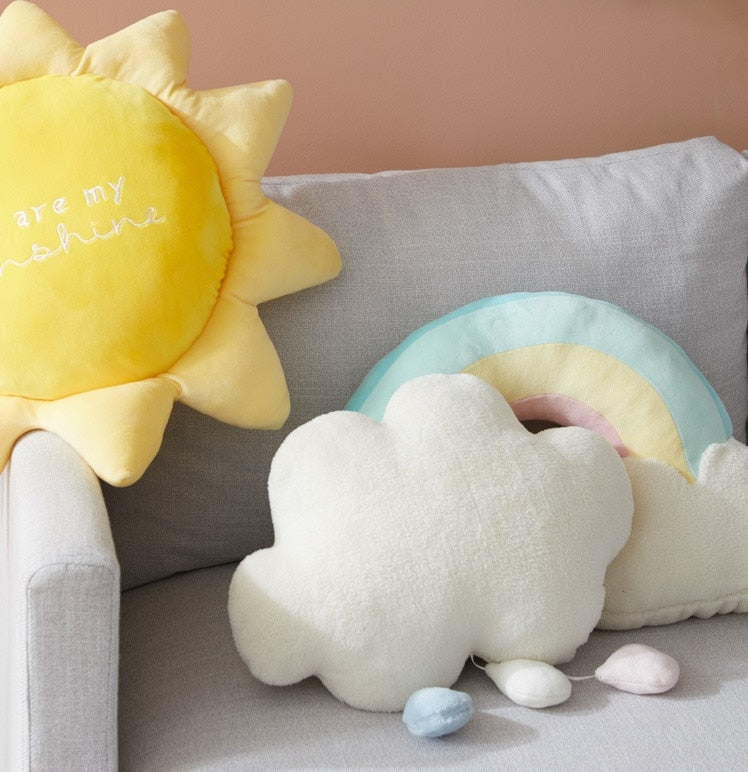 New Arrival Plush Rainbow Cloud Sun Toy Home Decoration Rainbow Cloud Pillow Cute Creative Weather Throw Pillow Kids Toys