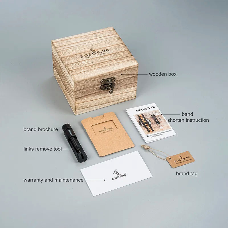 BOBO BIRD Wooden Watch Men Top Brand Luxury Stylish Chronograph Military Watches Wooden Box Logo Custom Great Reloj Hombre