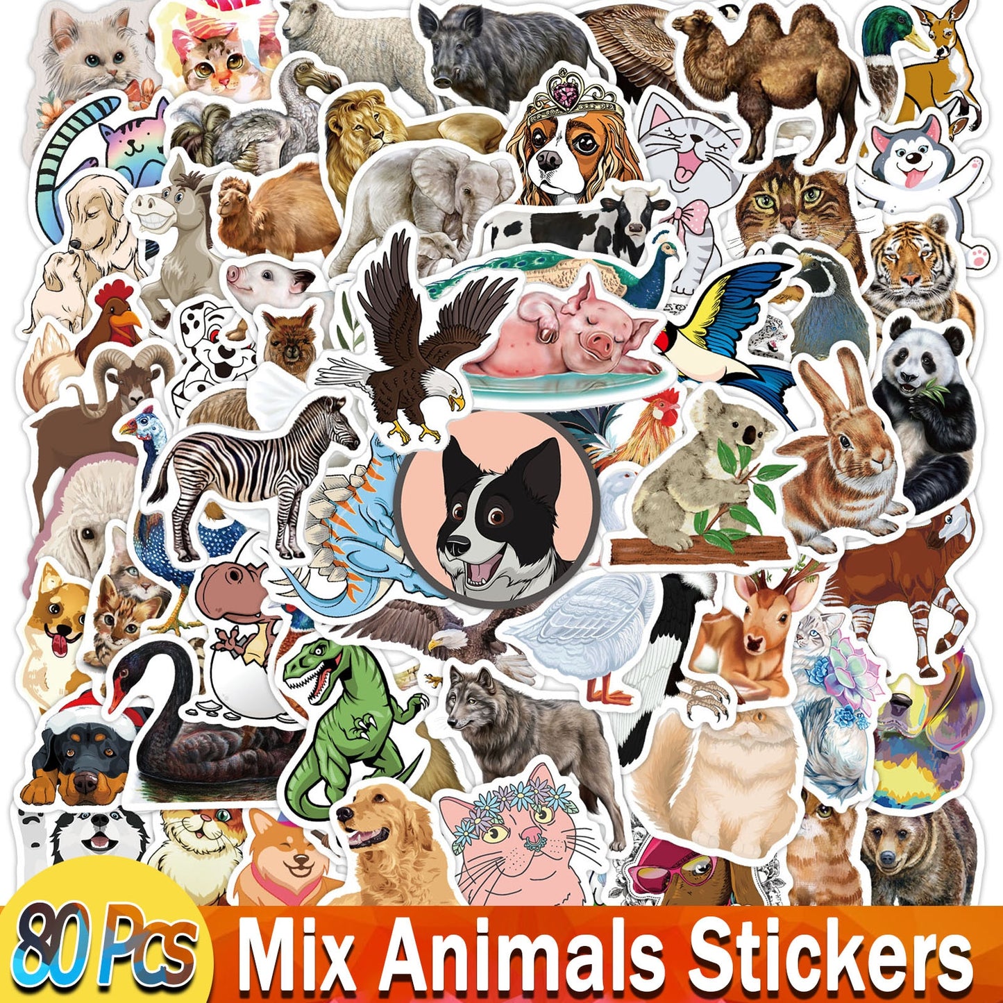 YAMIOW Anime Stickers Cartoon Animals Neon Light Butterfly Dogs Style Skateboard Sticker for Laptop Car Luggage Bicycle Guitar