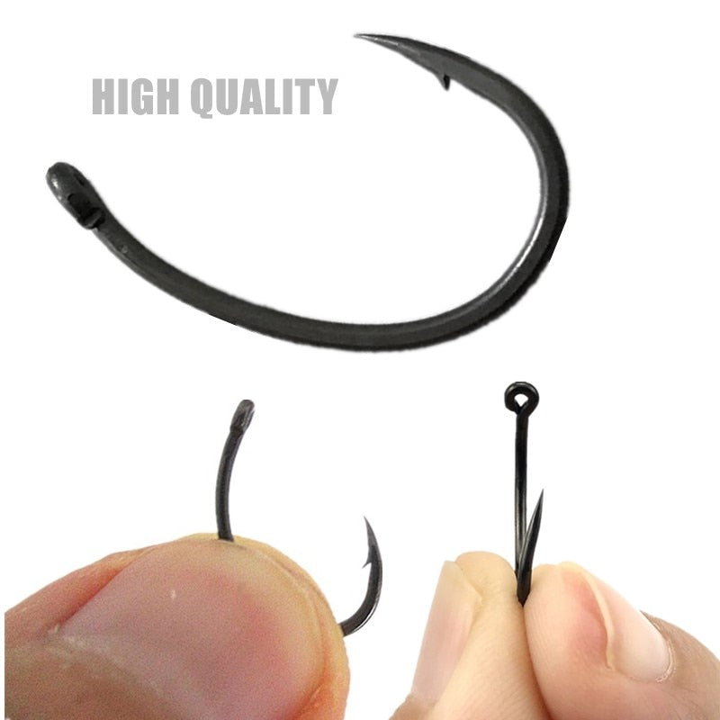 Carp Fishing Hooks for Hair Rigs Coating Curve Shank Crank Barbed KRANK Wide Gape Choddy Made in Japan for Hair Rigs Boilies