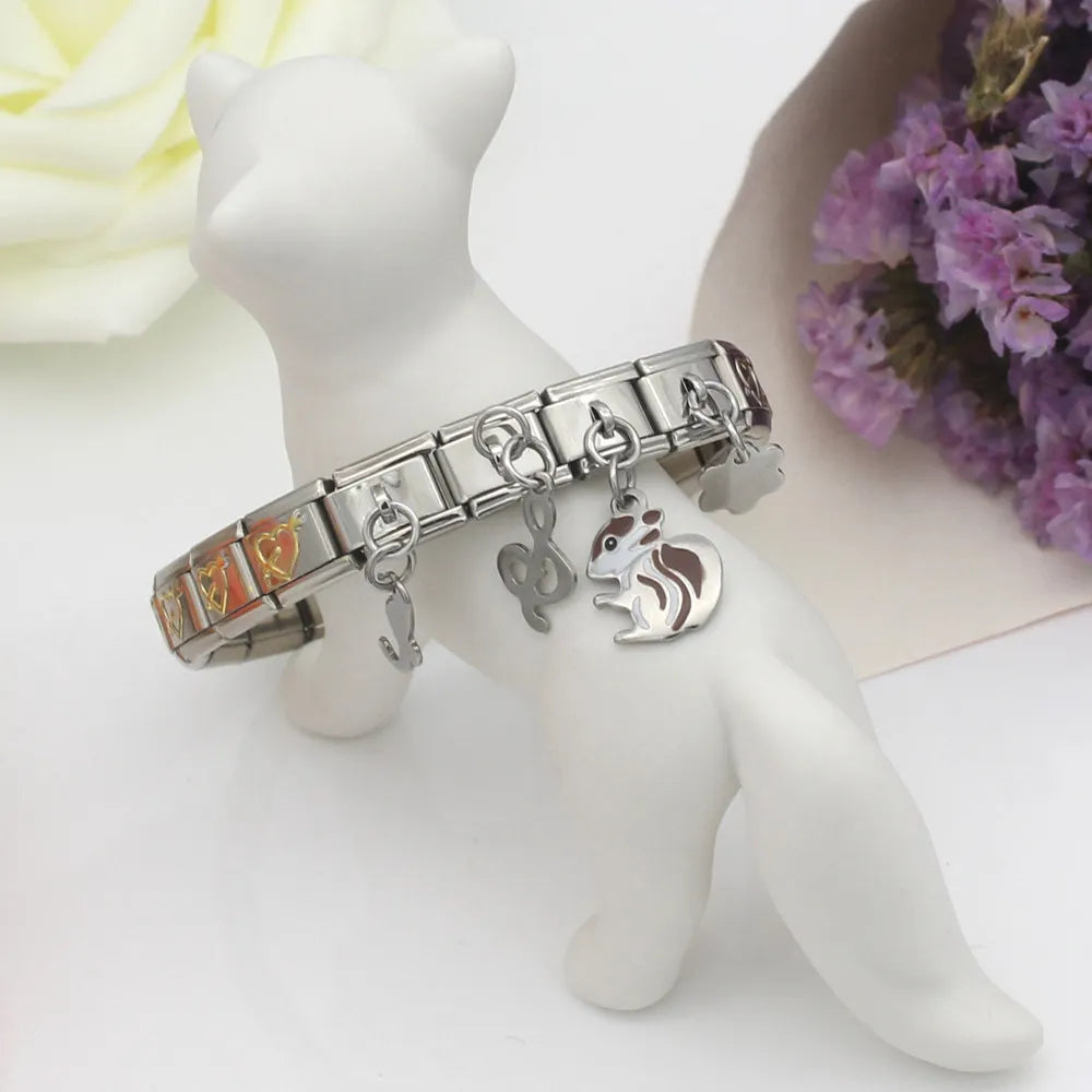 Hapiship 9mm Width New Original Daisy I Love You Heart Flower Italian Charm Fit Bracelet Stainless Steel Jewelry Making DJ047