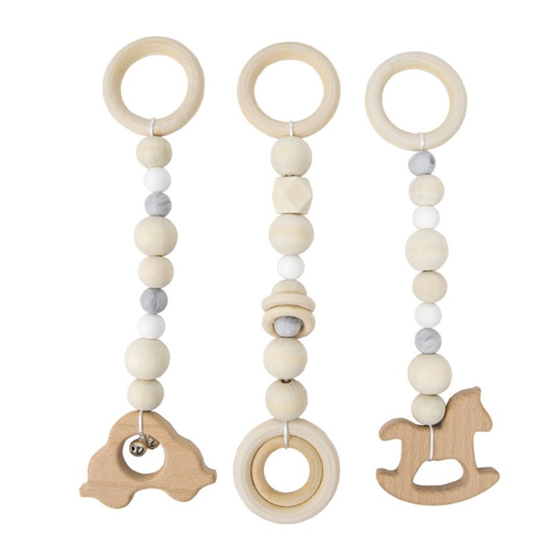 3 Pcs/Set Nordic Baby Gym Frame Game Pendants Sensory Nursery Ring-Pull Toy Wooden Clothes Rack Kids Room Decoration