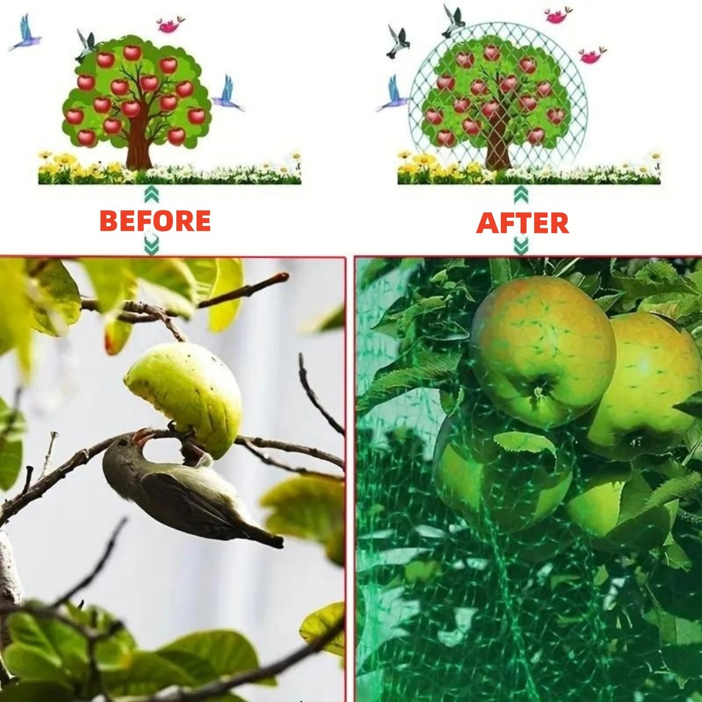 Plants Nylon Protection Net Anti Bird Netting Crop Fruit Vegetable Protective Net Climbing Net Garden Orchard Fence Width 2M 4M