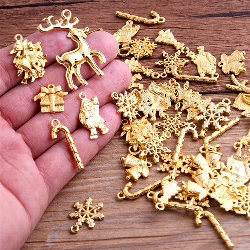 20Pcs Mixed Two Color Christmas Boot Snowman Boot Snowflake Charms Pendants Jewelry Making Accessor