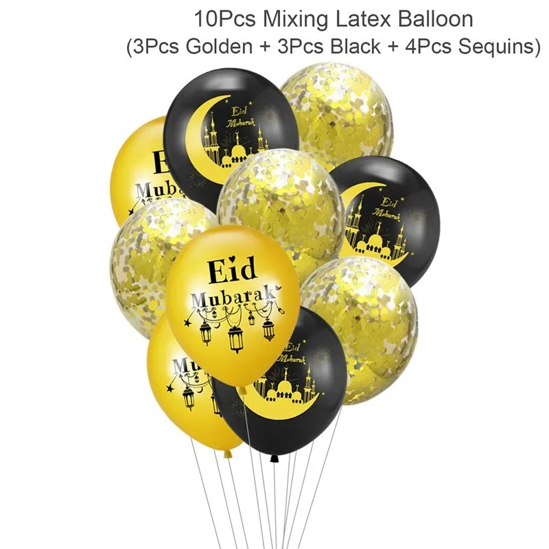 Eid Mubarak Banner Balloons Ramadan Kareem Islamic Muslim Party Decor Ramadan Decoration for Home 2024 Adha Aid Mubarak