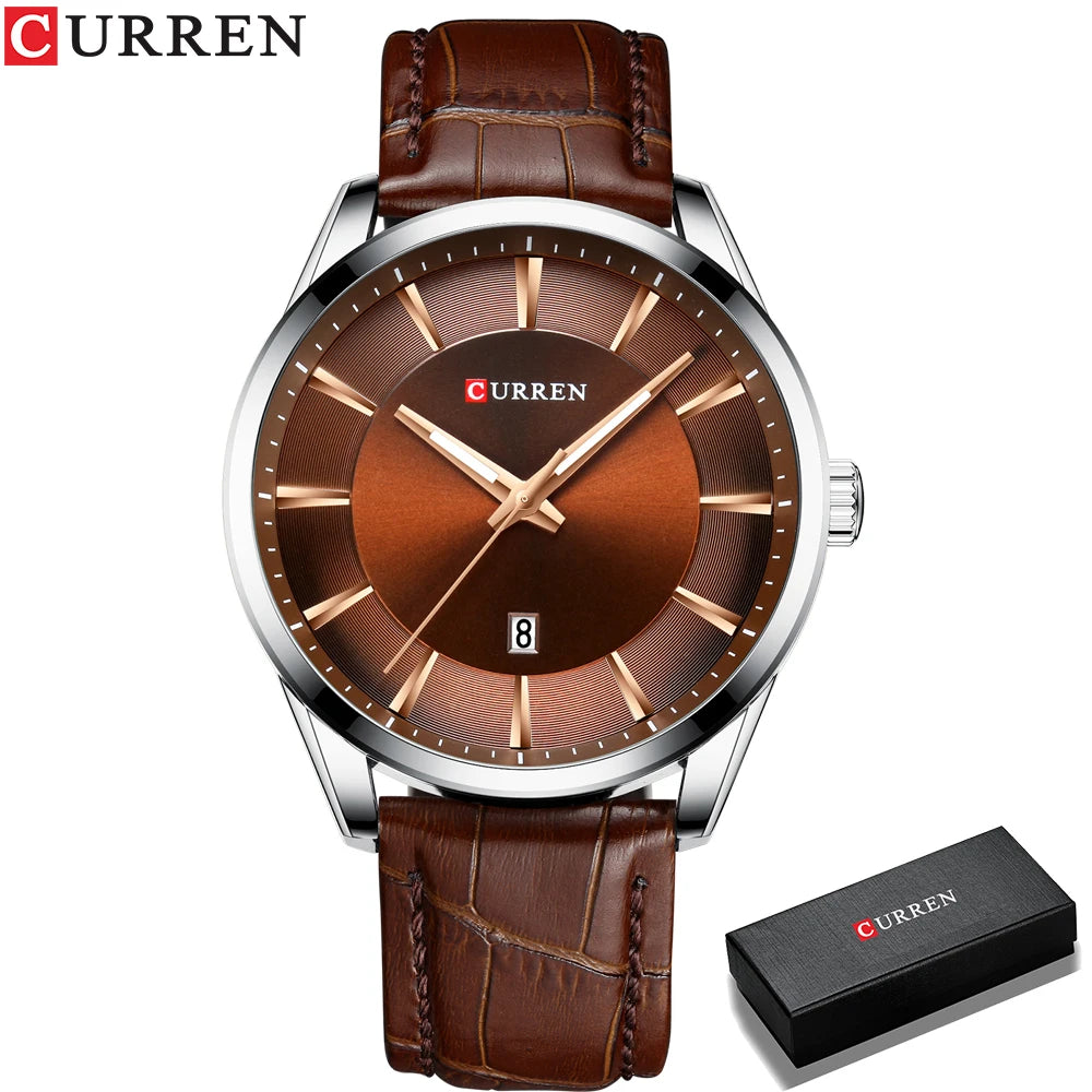 CURREN Quartz Watches for Men Leather Strap Male Wristwatches Top Luxury Brand Business Men's Clock 45 Mm Reloj Hombres