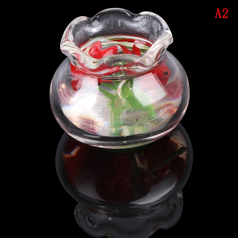 1PCS 1:12 Pet a Glass Bowl for Fish Tank Pole Nets Dollhouse Miniature 1/12 Doll House Decor Accessories