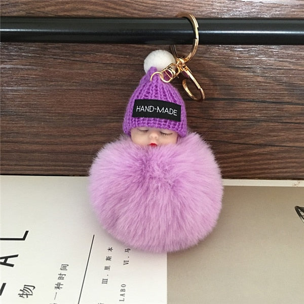 1PCS Cute Cartoon Doll Keychain Fur Ball Plush KeyChain Keyring Women Handbag Car Key Holder Bag Pendant Toys for Kids