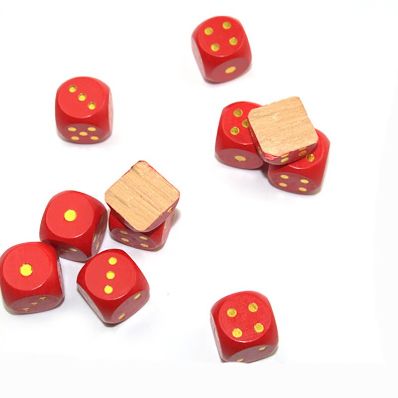 10 Pcs/Set 16mm Point Cubes Round Coener Dice Set Wooden 6 Sided Colorful Point Dice Board Game Accessory