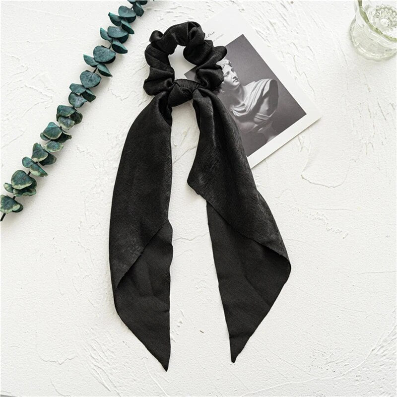 Santa Claus Bows Hair Scrunchies Long Ribbon Ponytail Scarf Hair Tie Women Girls Elastic Hair Bands Christmas Hair Accessories
