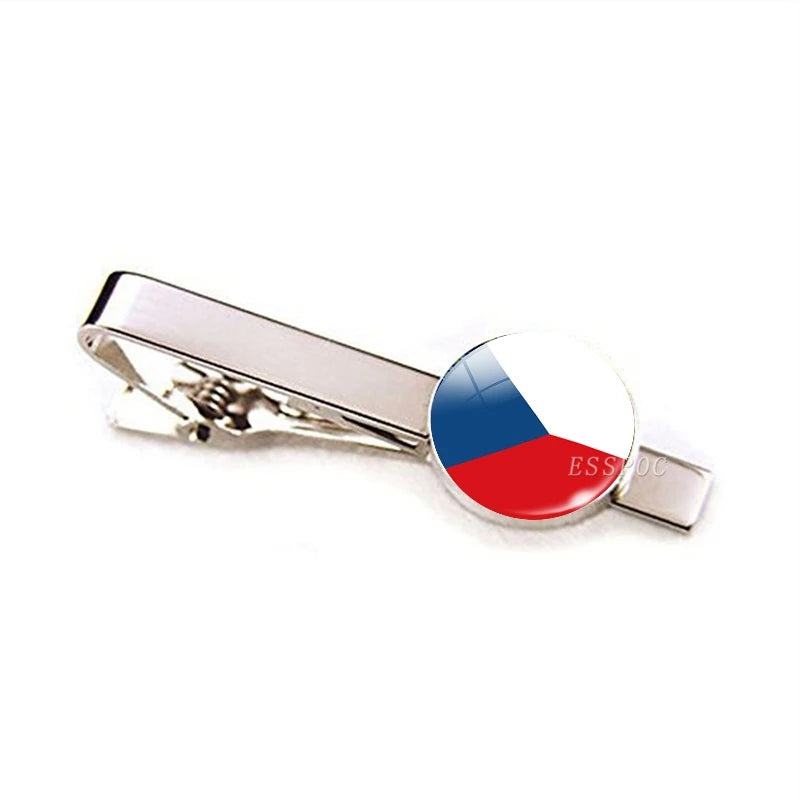 30 Countries National Flag Tie Clips Men Metal Necktie USA Flag Clip Pins Button Wedding Suit Accessories