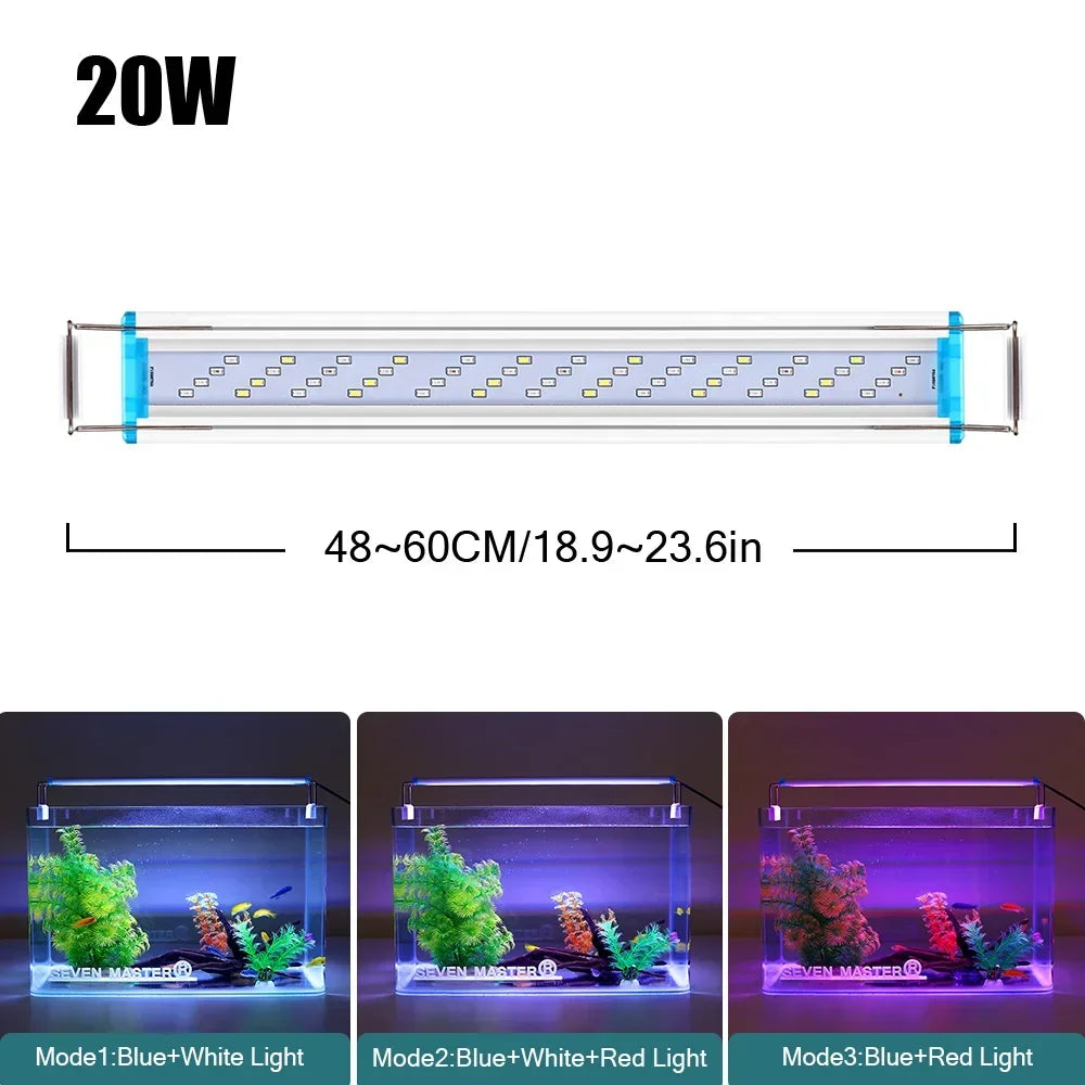 18-75cm Super Slim LEDs Aquarium Lighting Aquatic Plant Light Extensible Waterproof Clip on Lamp for Fish Tank 90-260v