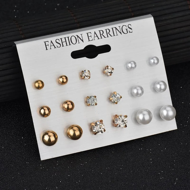 Modyle New Hot Sell Small Stud Earrings Set for Women Girl Punk Stud Earrings Set Personality Party Jewelry Brincos