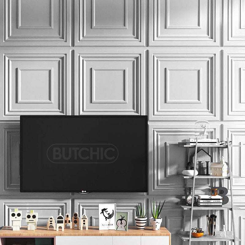 9.8ft/3m 12pcs 50x50cm 3D Wall Sticker Decor Blinds Line Living Room Wallpaper Mural Waterproof 3D Wall Panel Bathroom Kitchen