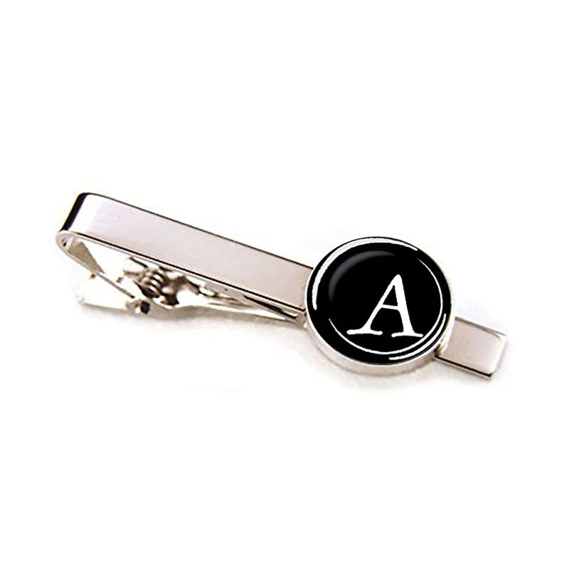 Men 26 Alphabet Letters Tie Clips Personality Name Letters Jewelry Men Necktie Clip Pin Suit Accessories